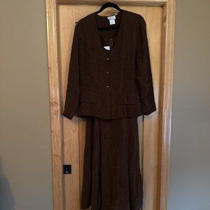 Vintage Wild Rose 2 piece dress and jacket Size 10 Brown